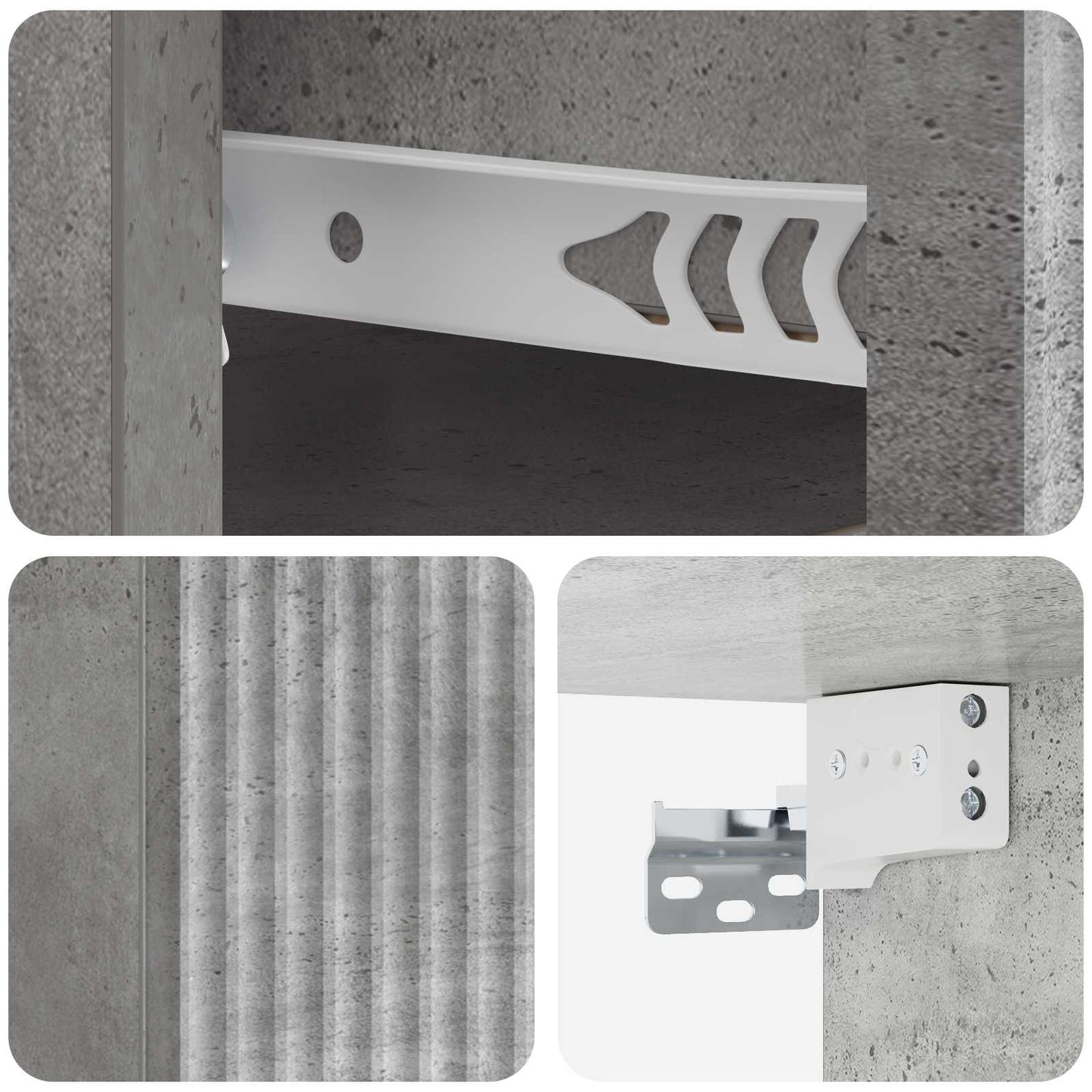 Wall-Mounted Bedside Cabinet 2 pcs Concrete Grey