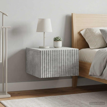 Wall-Mounted Bedside Cabinet with Drawer 2 pcs Concrete Grey