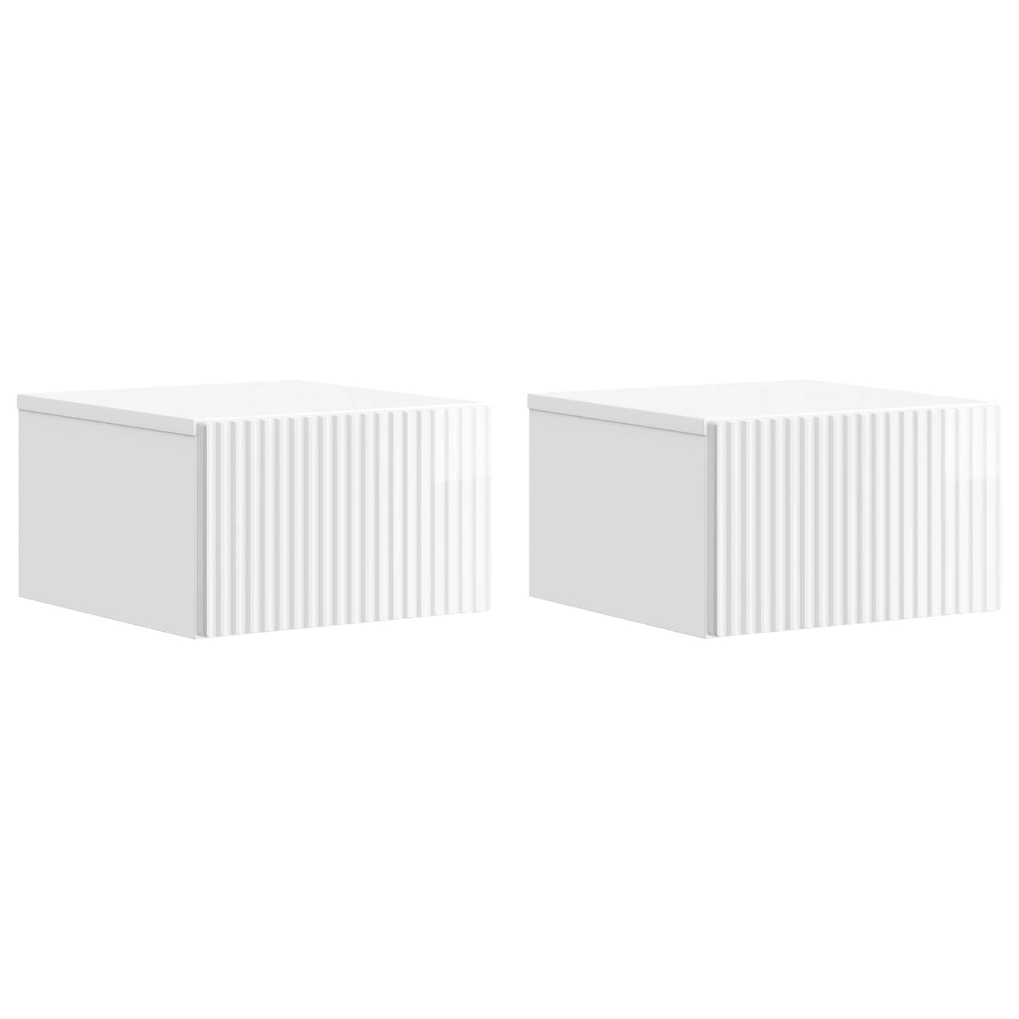 Wall-Mounted Bedside Cabinet with Drawer 2 pcs High Gloss White