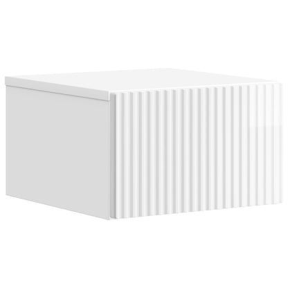 Wall-Mounted Bedside Cabinet with Drawer 2 pcs High Gloss White