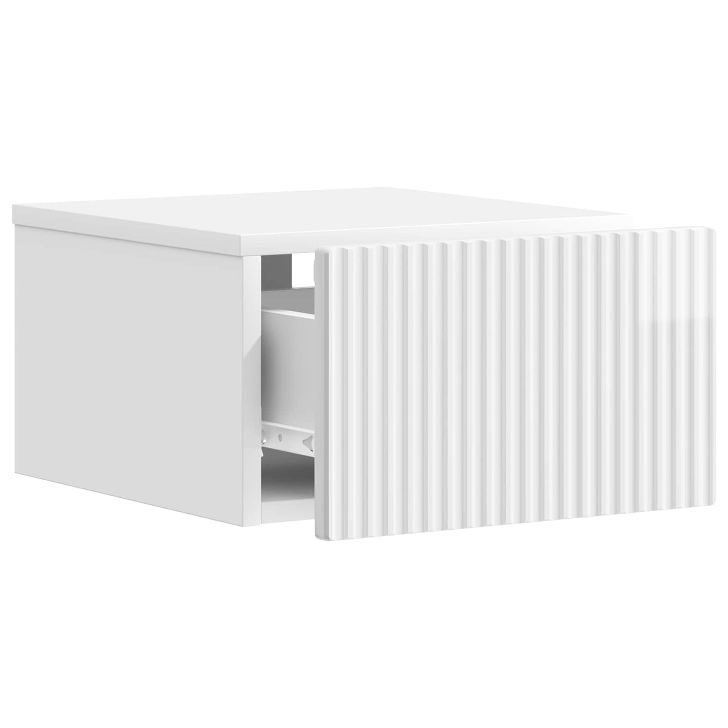Wall-Mounted Bedside Cabinet with Drawer 2 pcs High Gloss White