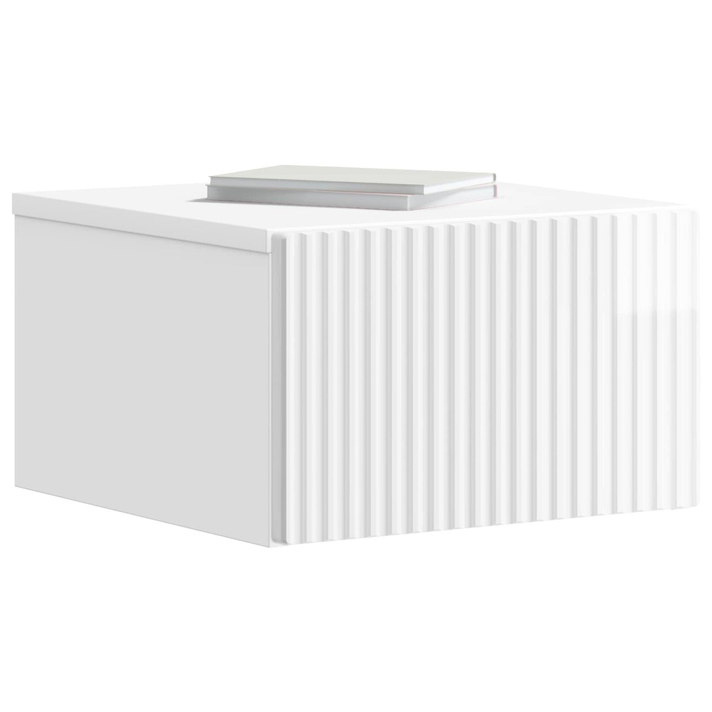 Wall-Mounted Bedside Cabinet with Drawer 2 pcs High Gloss White