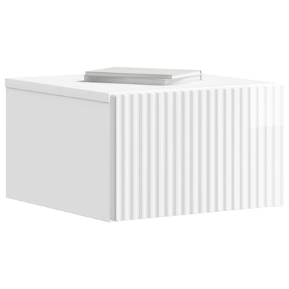 Wall-Mounted Bedside Cabinet with Drawer 2 pcs High Gloss White