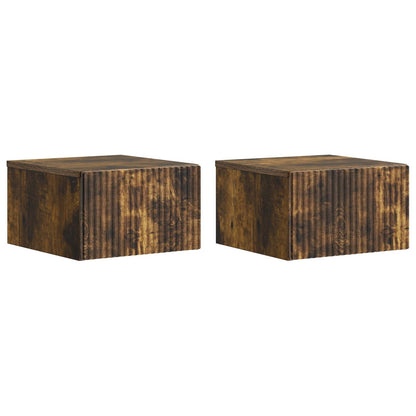 Wall-Mounted Bedside Cabinet 2 pcs Smoked Oak 33 x 34.5 x 20 cm