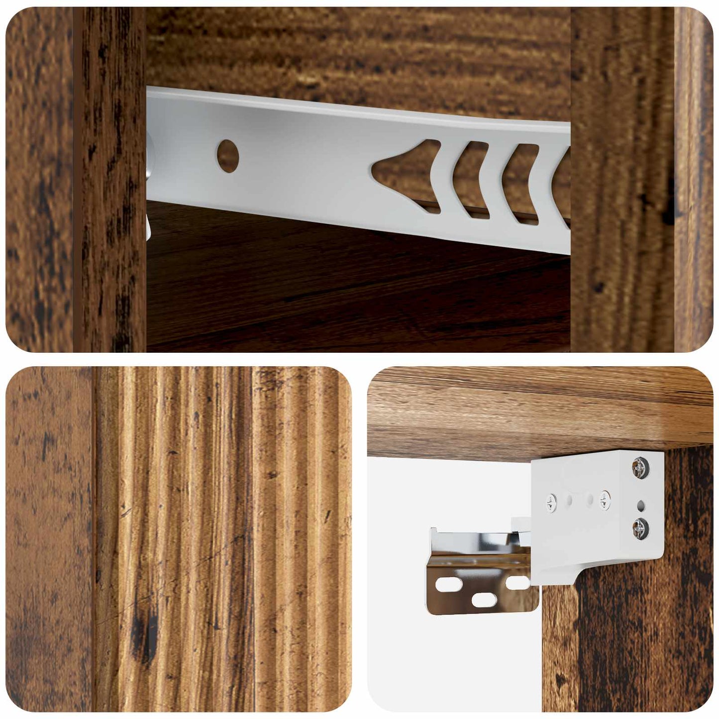 Wall-Mounted Bedside Cabinet Old Wood 33 x 34.5 x 20 cm