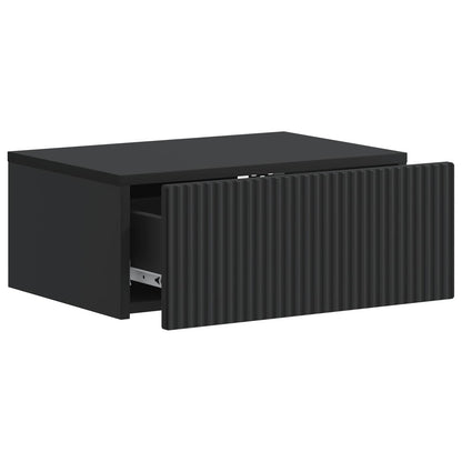 Wall-Mounted Bedside Cabinet Black 49 x 34.5 x 20 cm