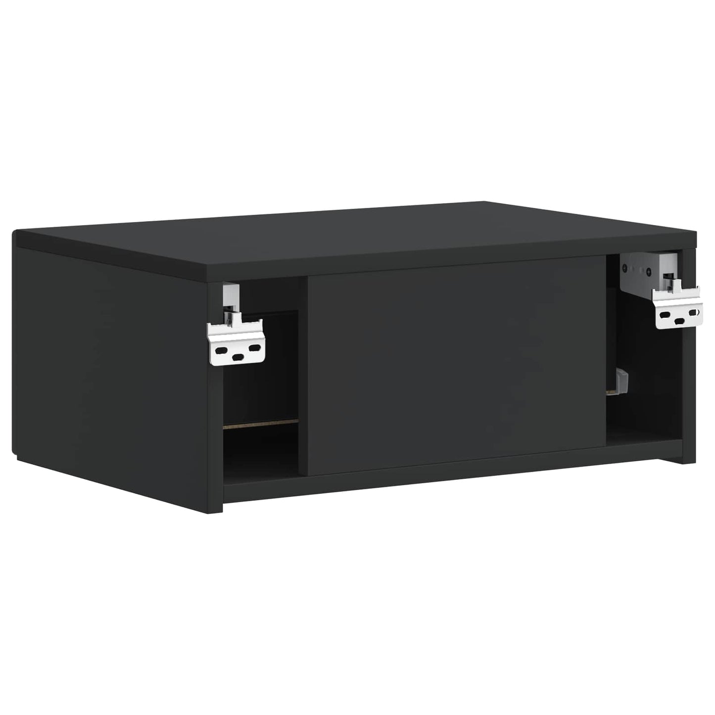 Wall-Mounted Bedside Cabinet Black 49 x 34.5 x 20 cm