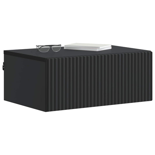 Wall-Mounted Bedside Cabinet Black 49 x 34.5 x 20 cm