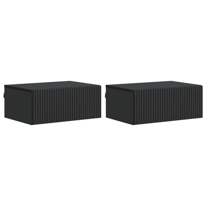 Wall-Mounted Bedside Cabinet 2 pcs Black 49 x 34.5 x 20 cm