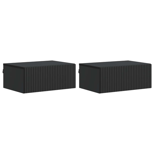 Wall-Mounted Bedside Cabinet 2 pcs Black 49 x 34.5 x 20 cm