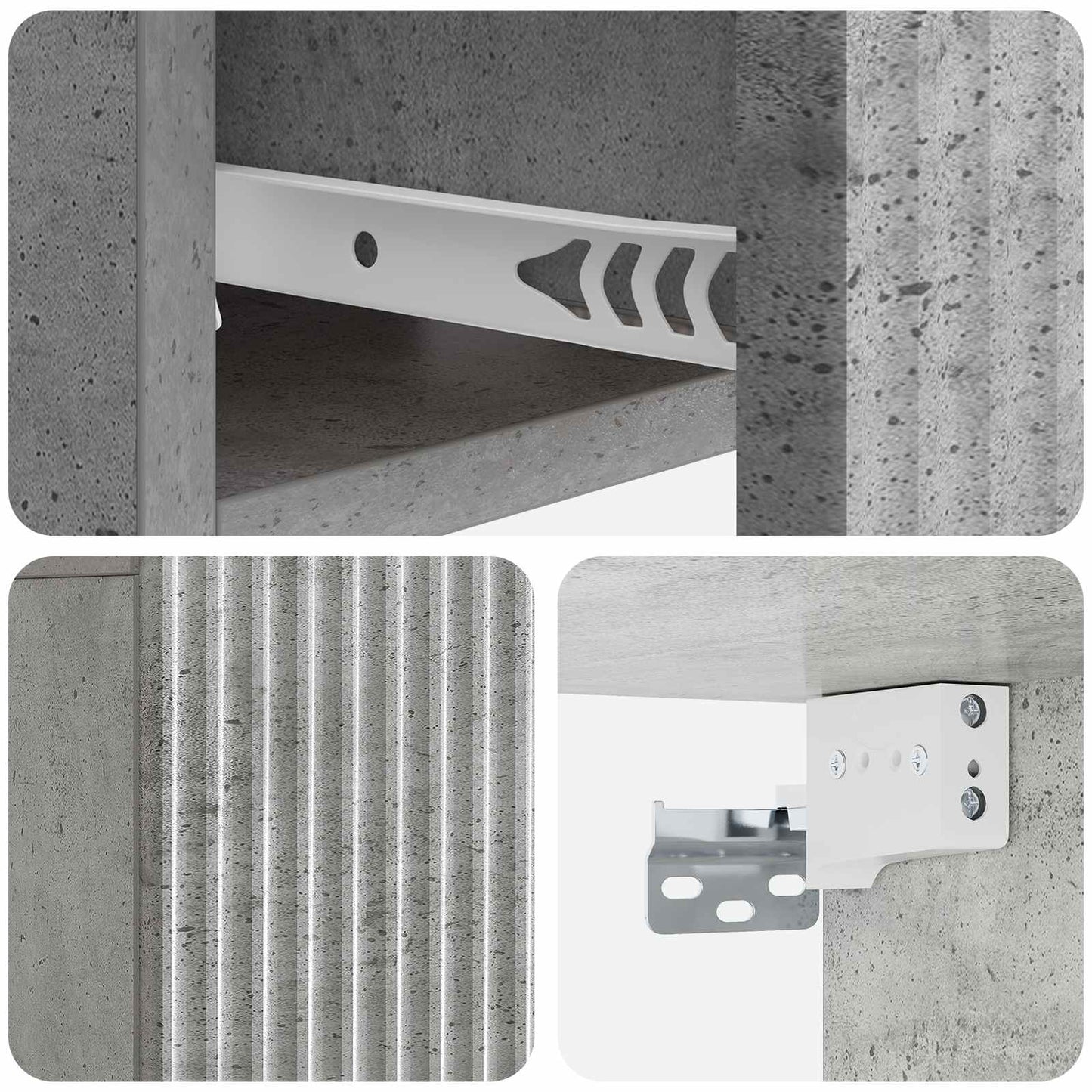 Wall-Mounted Bedside Cabinet with Drawer 2 pcs Concrete Grey