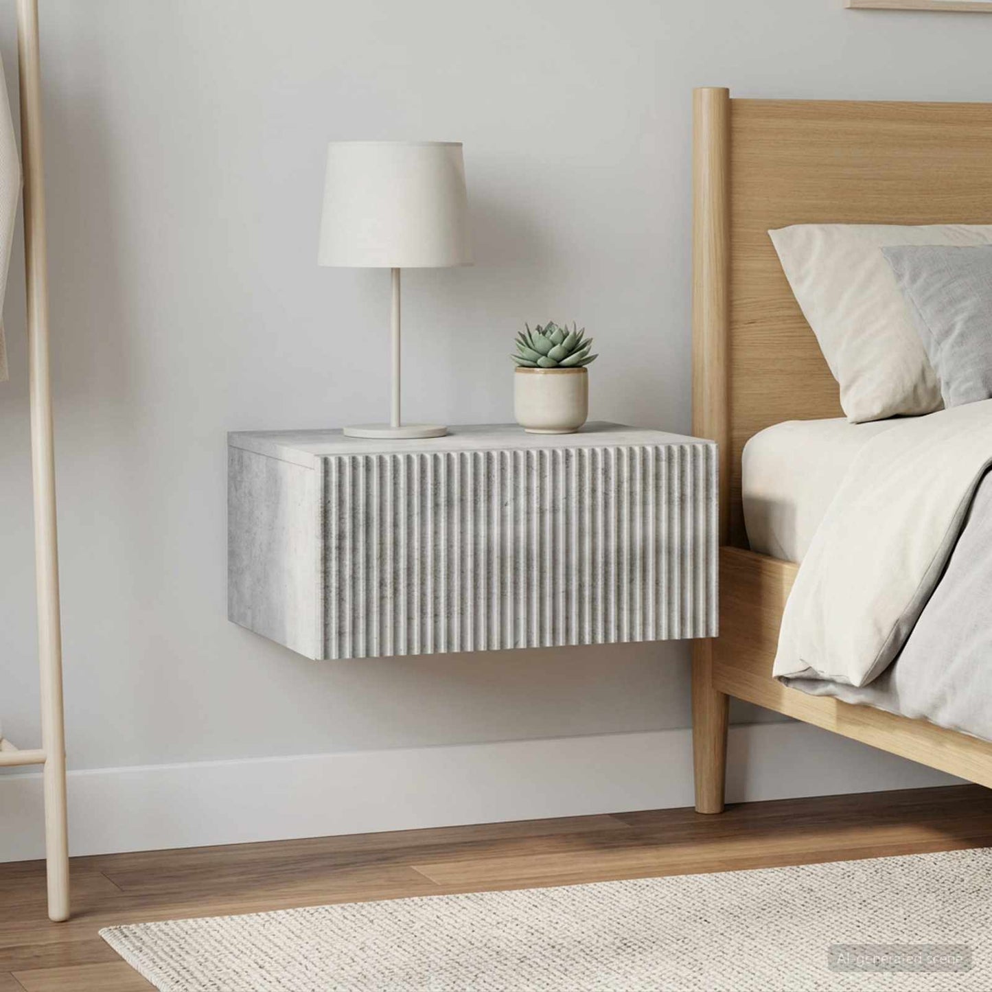 Wall-Mounted Bedside Cabinet 2 pcs Concrete Grey