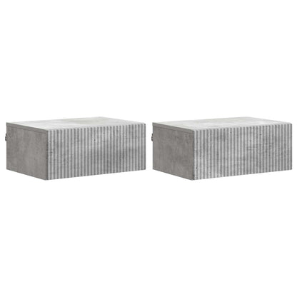 Wall-Mounted Bedside Cabinet with Drawer 2 pcs Concrete Grey
