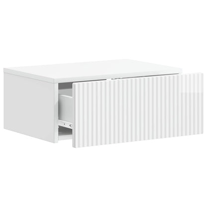 Wall-Mounted Bedside Cabinet High Gloss White 49 x 34.5 x 20 cm