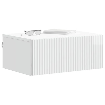 Wall-Mounted Bedside Cabinet High Gloss White 49 x 34.5 x 20 cm