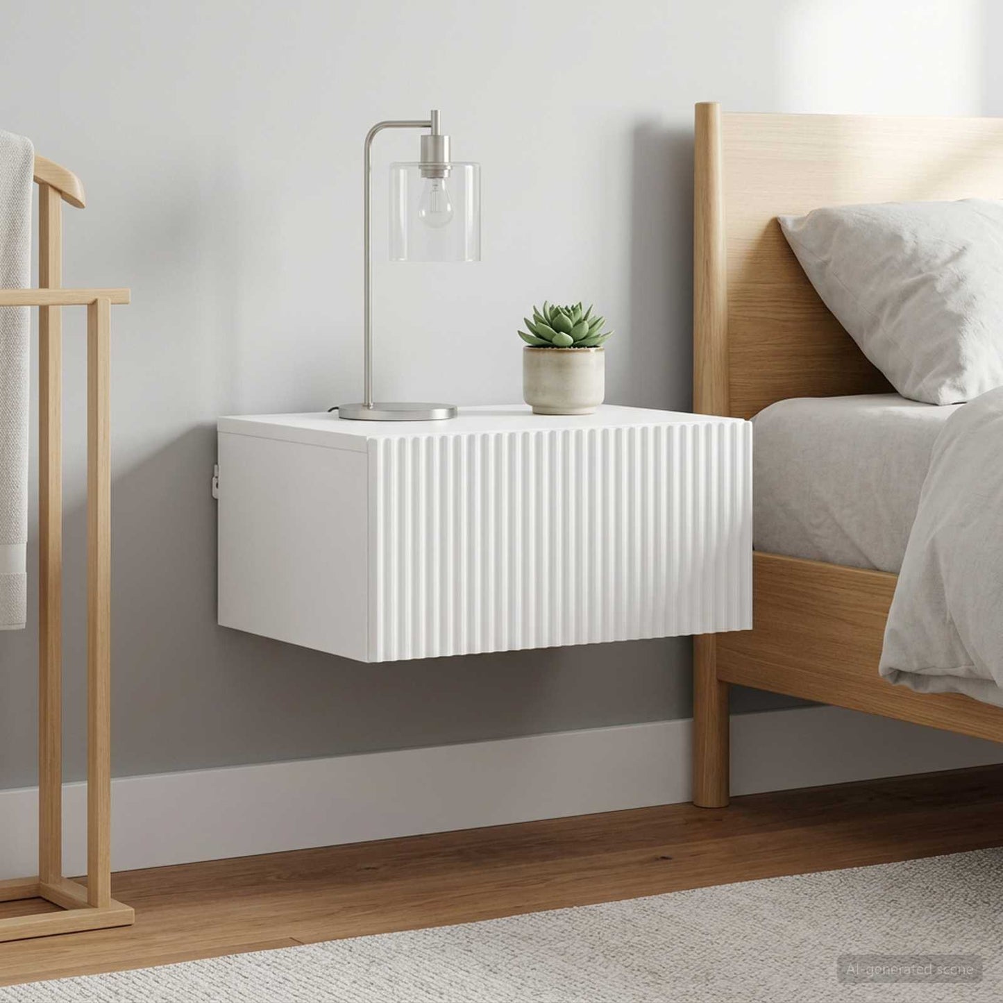 Wall-Mounted Bedside Cabinet with Drawer 2 pcs High Gloss White