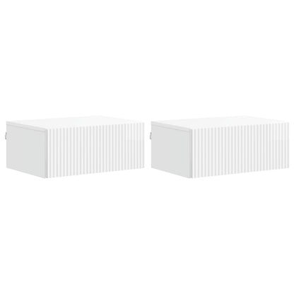 Wall-Mounted Bedside Cabinet with Drawer 2 pcs High Gloss White