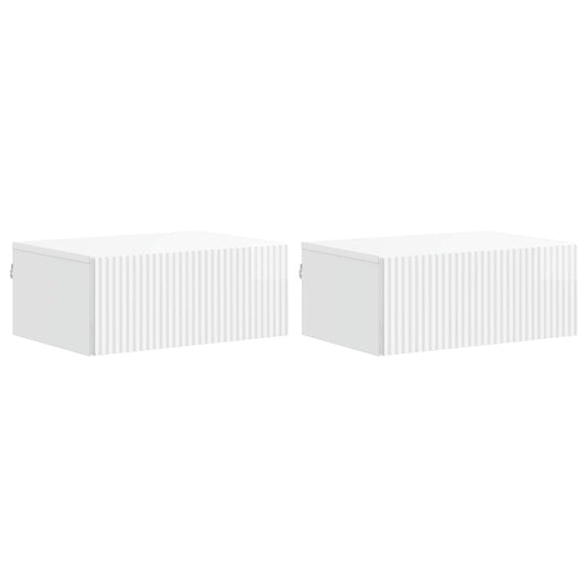 Wall-Mounted Bedside Cabinet with Drawer 2 pcs High Gloss White