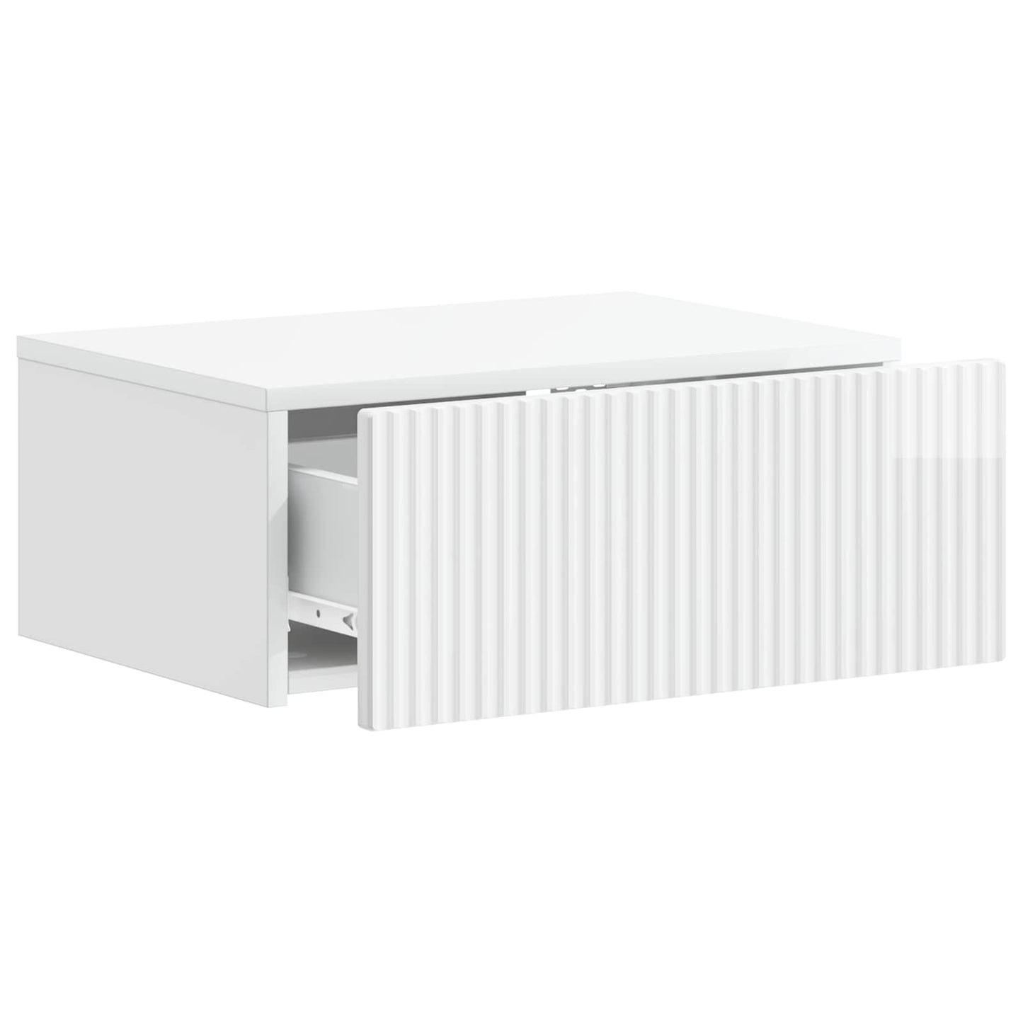 Wall-Mounted Bedside Cabinet with Drawer 2 pcs High Gloss White