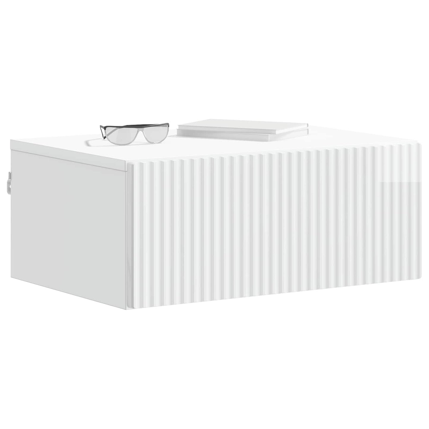 Wall-Mounted Bedside Cabinet with Drawer 2 pcs High Gloss White