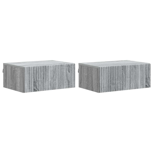 Wall-Mounted Bedside Cabinet 2 pcs Grey Sonoma Engineered Wood