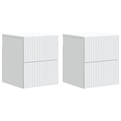 Wall-Mounted Bedside Cabinet 2 pcs White 33 x 34.5 x 40 cm