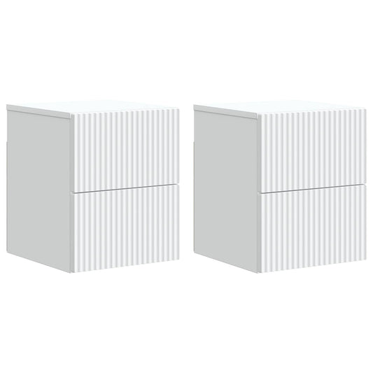 Wall-Mounted Bedside Cabinet 2 pcs White 33 x 34.5 x 40 cm