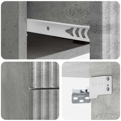 Wall-Mounted Bedside Cabinet with Drawer 2 pcs Concrete Grey