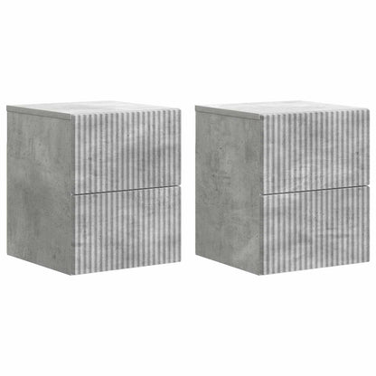 Wall-Mounted Bedside Cabinet with Drawer 2 pcs Concrete Grey