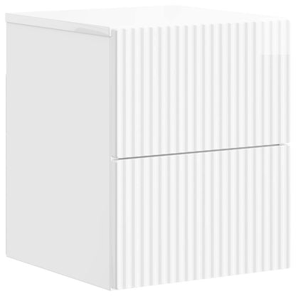 Wall-Mounted Bedside Cabinet High Gloss White 33 x 34.5 x 40 cm