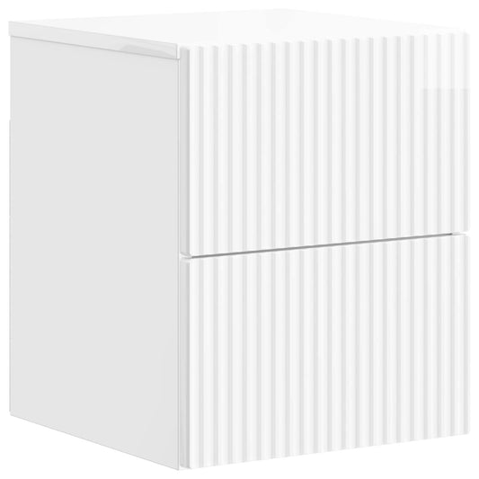 Wall-Mounted Bedside Cabinet High Gloss White 33 x 34.5 x 40 cm