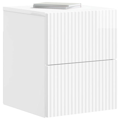 Wall-Mounted Bedside Cabinet High Gloss White 33 x 34.5 x 40 cm