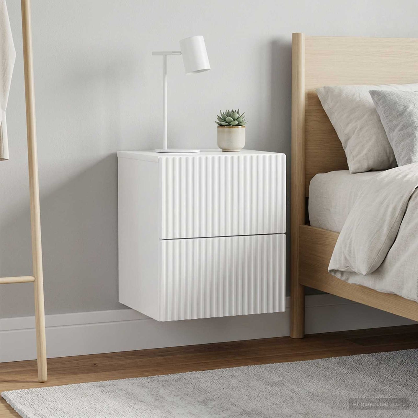 Wall-Mounted Bedside Cabinet with Drawer 2 pcs High Gloss White