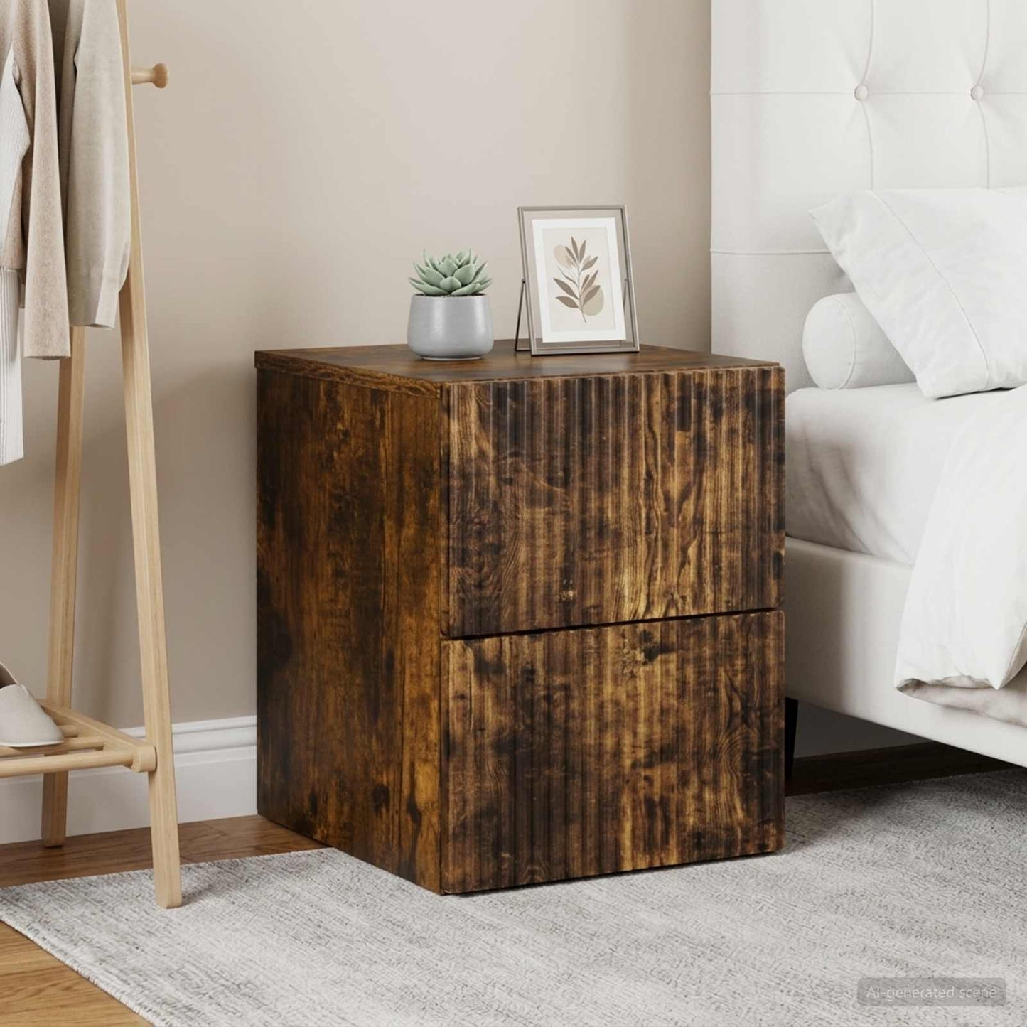 Wall-Mounted Bedside Cabinet 2 pcs Smoked Oak 33 x 34.5 x 40 cm