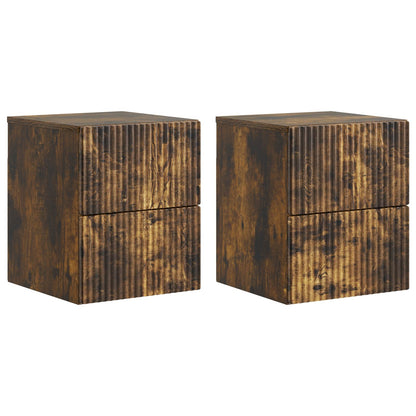 Wall-Mounted Bedside Cabinet 2 pcs Smoked Oak 33 x 34.5 x 40 cm