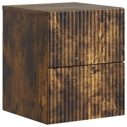 Wall-Mounted Bedside Cabinet 2 pcs Smoked Oak 33 x 34.5 x 40 cm