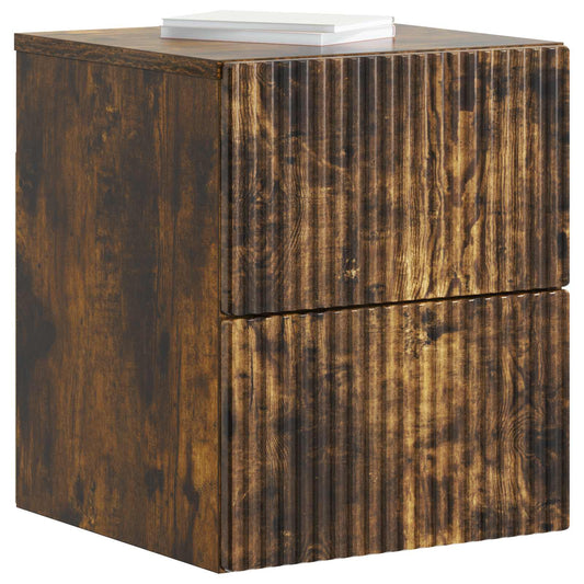 Wall-Mounted Bedside Cabinet 2 pcs Smoked Oak 33 x 34.5 x 40 cm