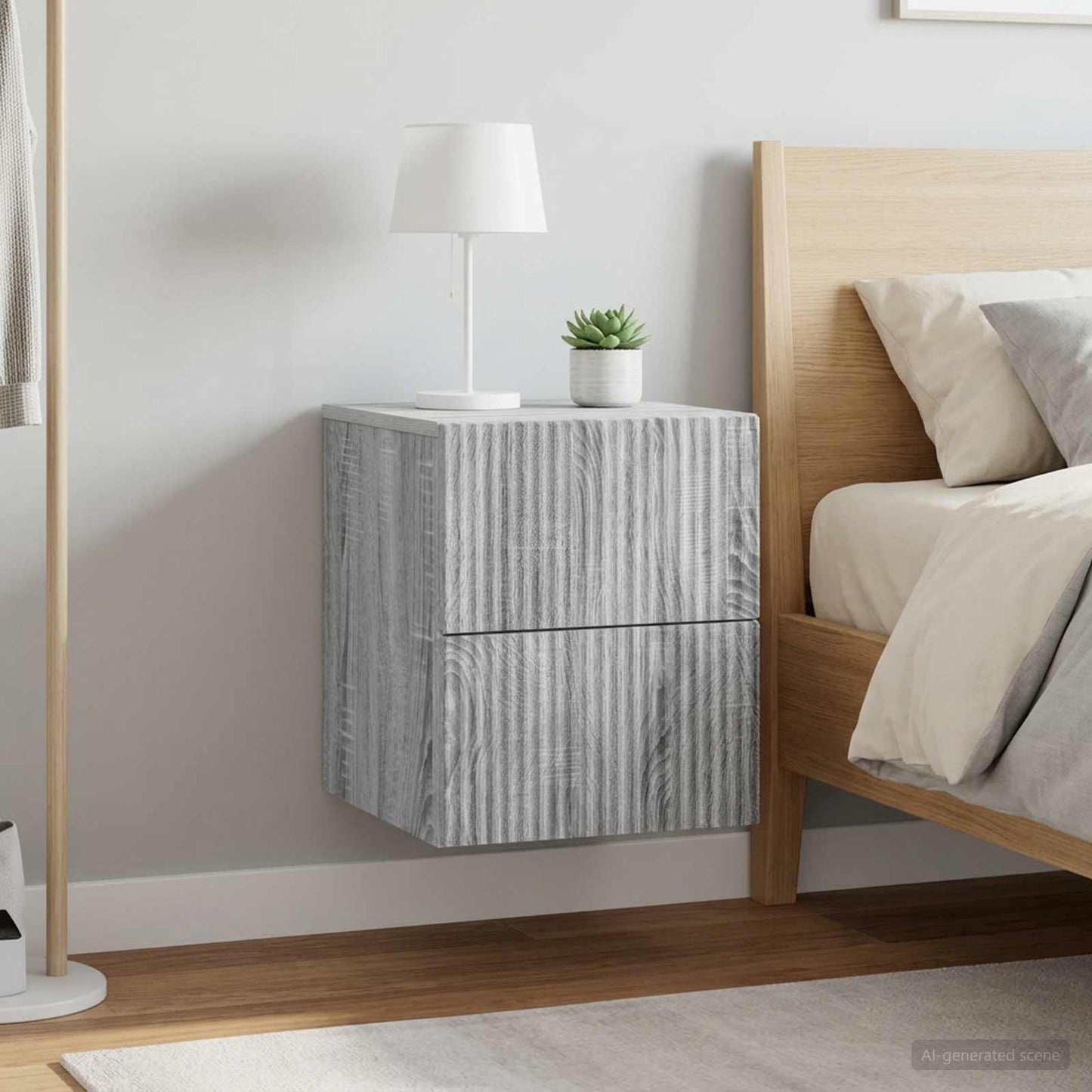 Wall-Mounted Bedside Cabinet 2 pcs Grey Sonoma Engineered Wood