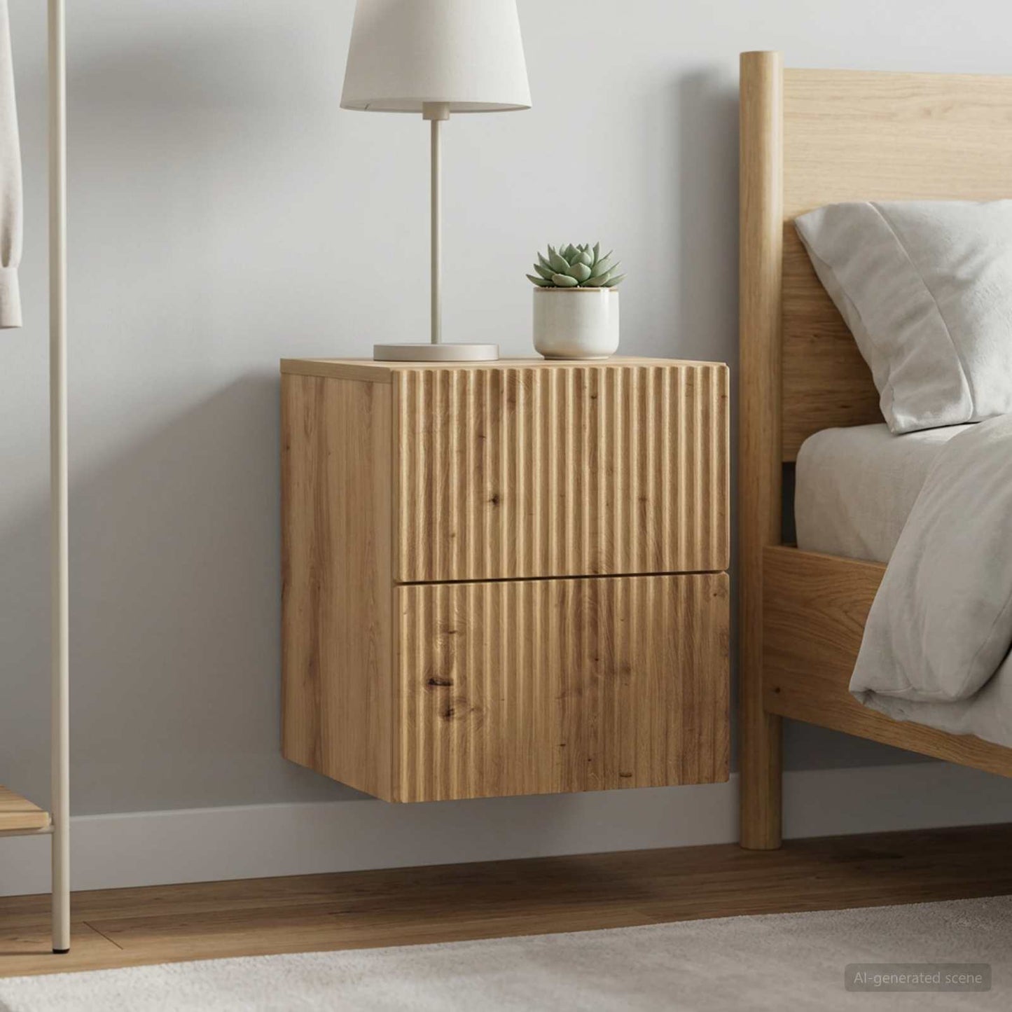 Wall-Mounted Bedside Cabinet 2 pcs Artisan Oak Engineered Wood