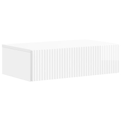 Wall-Mounted Side Table High Gloss White 59 x 34.5 x 17 cm