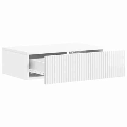 Wall-Mounted Side Table High Gloss White 59 x 34.5 x 17 cm