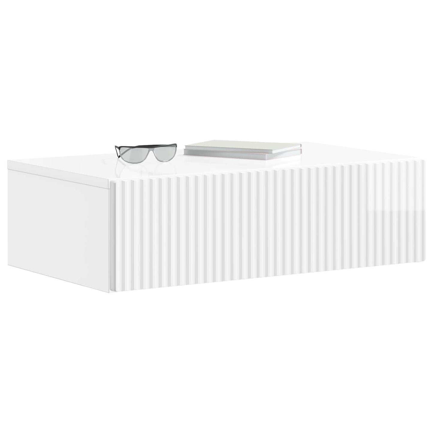 Wall-Mounted Side Table High Gloss White 59 x 34.5 x 17 cm