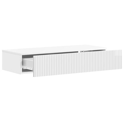 Wall-Mounted Side Table High Gloss White 87.5 x 34.5 x 17 cm