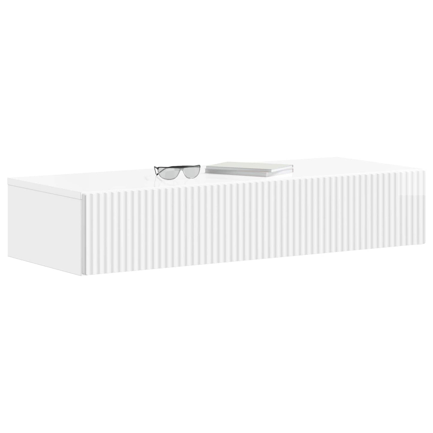 Wall-Mounted Side Table High Gloss White 87.5 x 34.5 x 17 cm