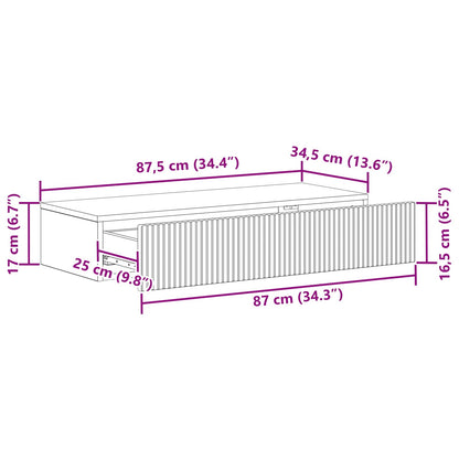 Wall-Mounted Side Table High Gloss White 87.5 x 34.5 x 17 cm