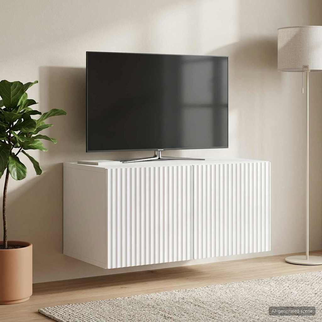 Wall-Mounted TV Cabinet High Gloss White 59.5 x 41 x 30 cm