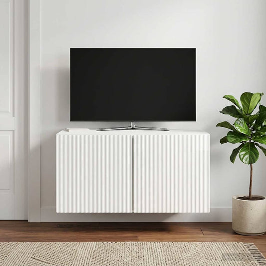 Wall-Mounted TV Cabinet High Gloss White 59.5 x 41 x 30 cm