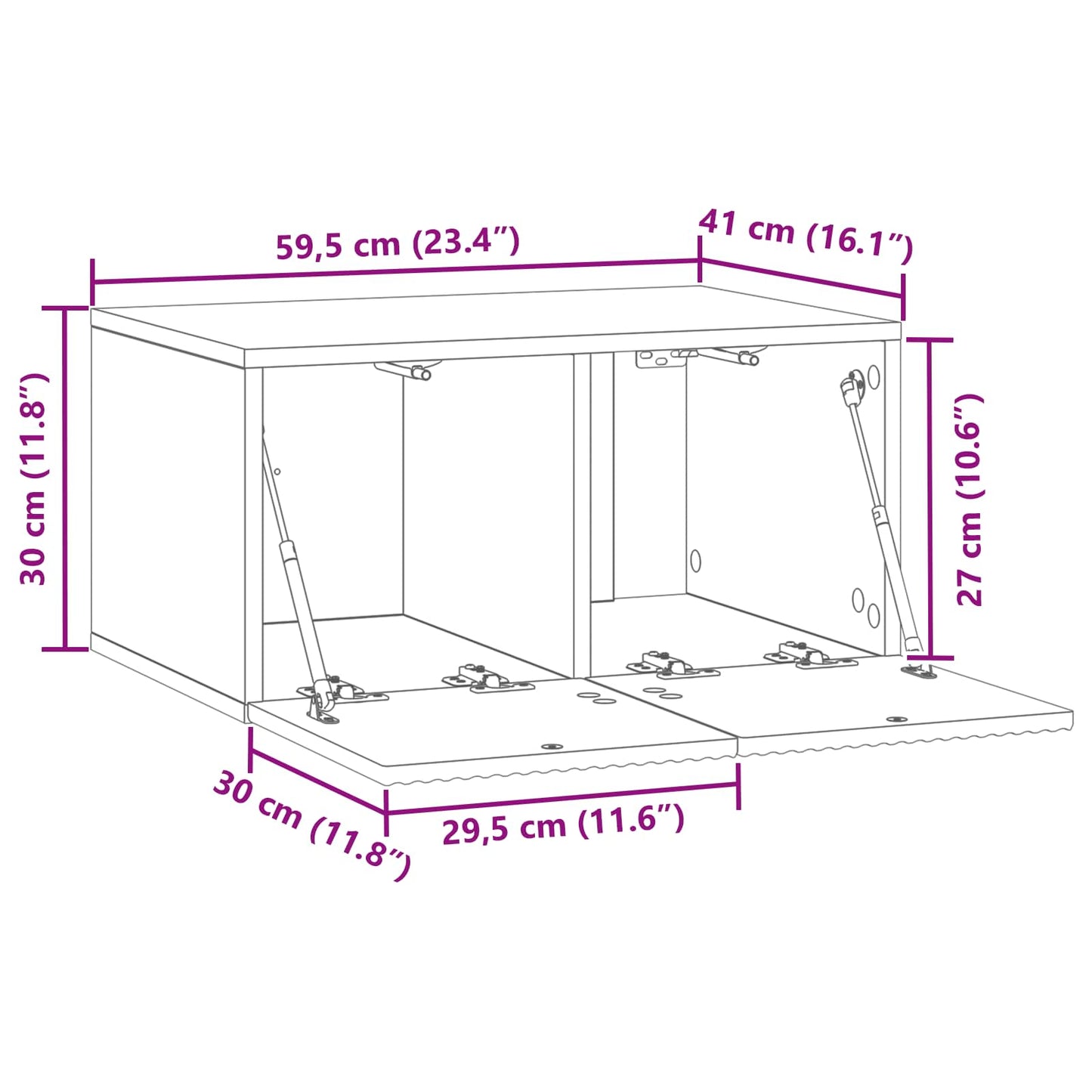 Wall-Mounted TV Cabinet Wall-mounted Old Wood 59.5 x 41 x 30 cm