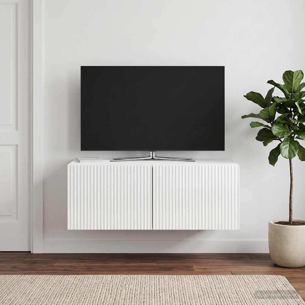Wall-Mounted TV Cabinet High Gloss White 78.5 x 41 x 30 cm