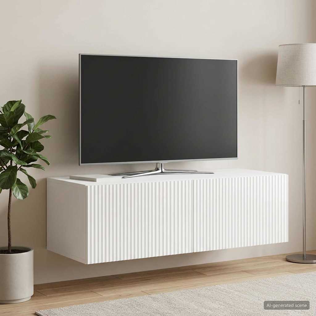 Wall-Mounted TV Cabinet High Gloss White 98 x 41 x 30 cm